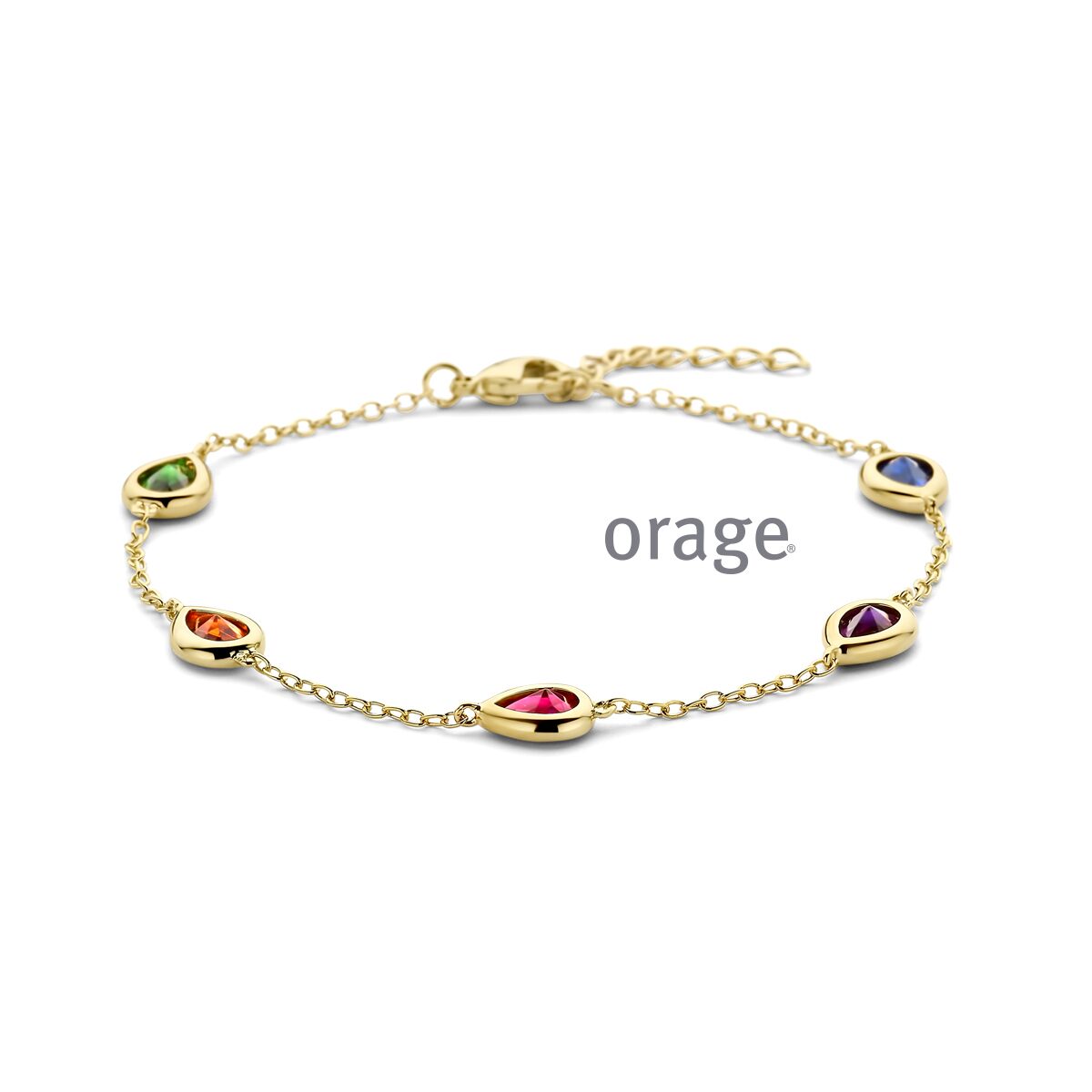 Orage armband aw030 verguld mulitcolor lengte 17+2 cm