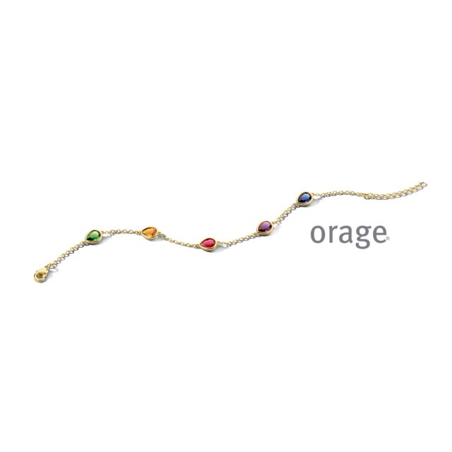 Orage armband aw030 verguld mulitcolor lengte 17+2 cm