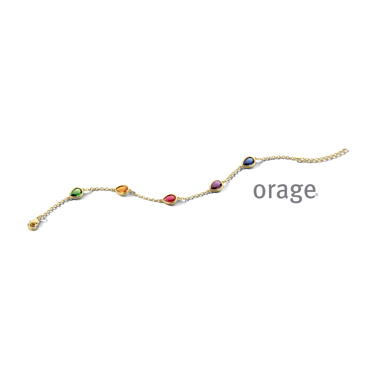 Orage armband aw030 verguld mulitcolor lengte 17+2 cm