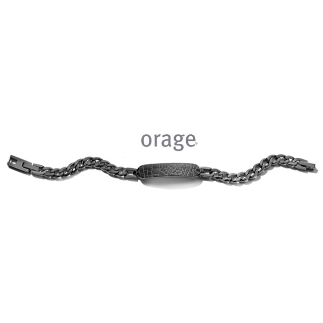 Orage armband heren staal zwart 21 cm