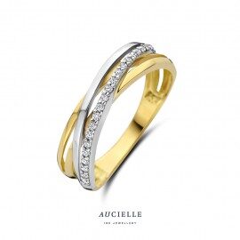 AR0101M ring 18ct wit & geel goud zirconium