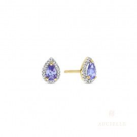 Aucielle oorringen AE0069d18ct geelgoud briljant 0.06ct +0.4ct tanzanite
