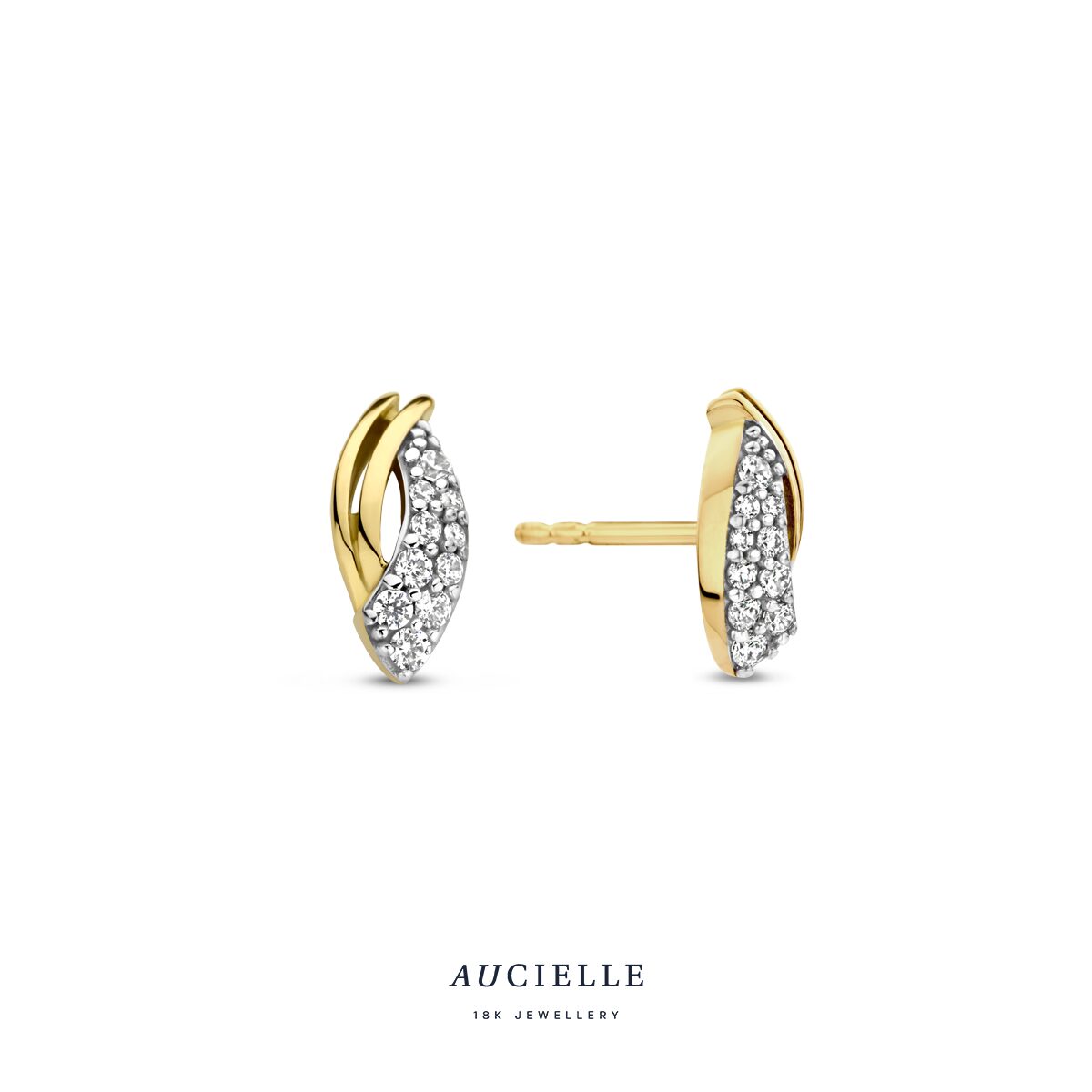 Aucielle oorringen AE0033C 18ct geelgoud zirconium