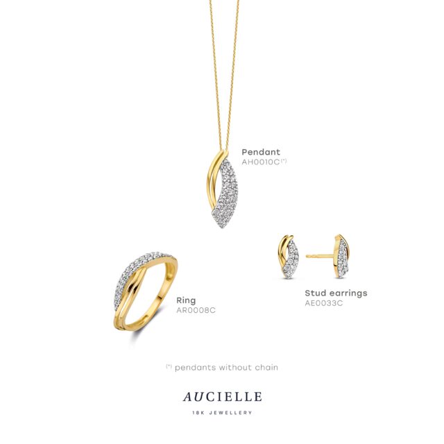 Aucielle oorringen AE0033C 18ct geelgoud zirconium