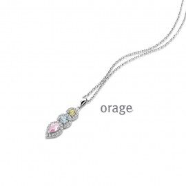 AW319 Ketting zilver met hanger roze blauw