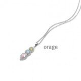 AW319 Ketting zilver met hanger roze blauw