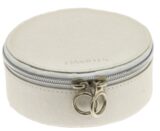 Juweelkoffer model rond zilverkleurig  13.5x7x13.5cm