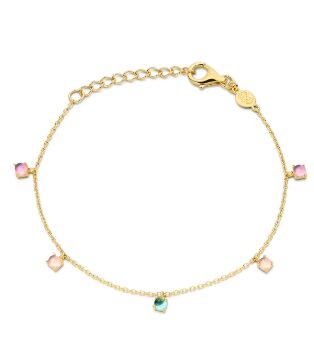 Naiomy vergulde armband + hanger met kleurstenen