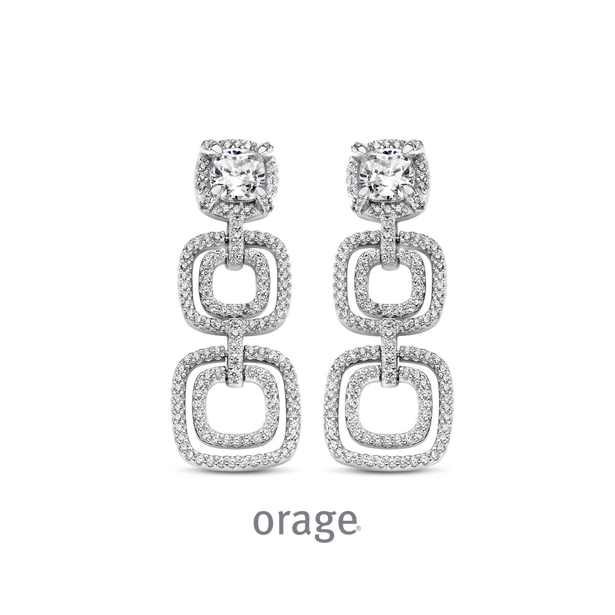 As116 Orage oorslingers zilver zirconium