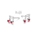 Orage Kids oorring muzieknoot rood zilver
