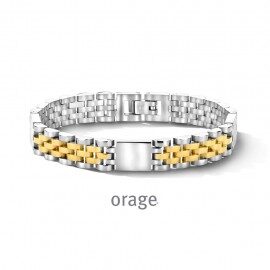 BA345 Armband staal bicolor heren