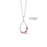 BA035 Ketting zilver met hanger met roze rode stenen