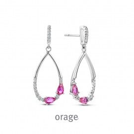 BA036 Oorslingers zilver roze stenen