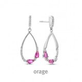 BA036 Oorslingers zilver roze stenen