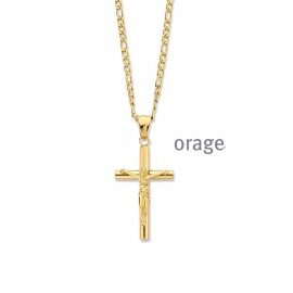 BA342 Ketting heren kruis staal geel