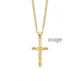 BA342 Ketting heren kruis staal geel
