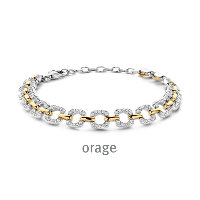 BB054 Armband 925 rh cz bicolor geel