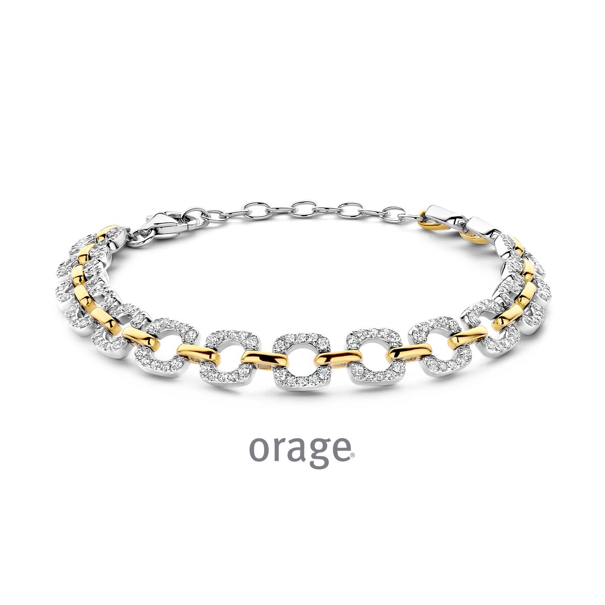 BB054 Armband 925 rh cz bicolor geel