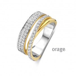 BB146 Ring bicolor yell 925 rh cz (V/39) (52-62)