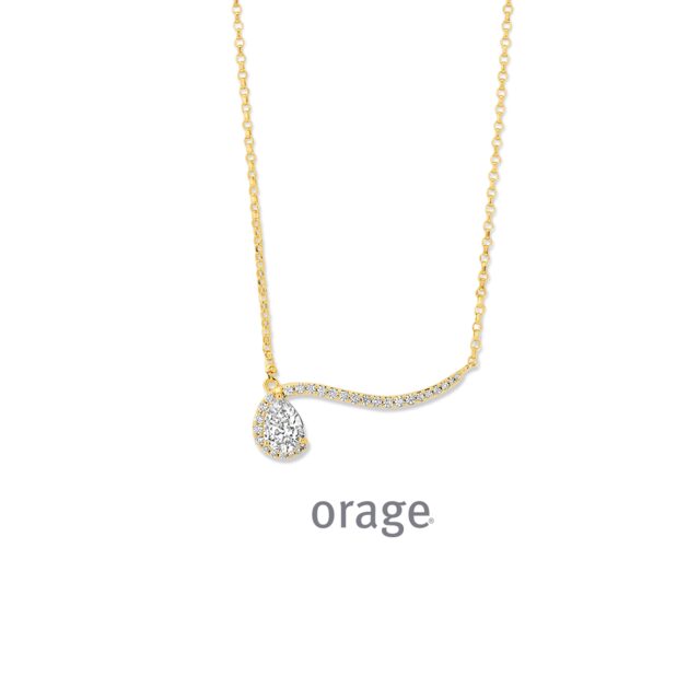BC046 Ketting verguld geel pear-cut cz