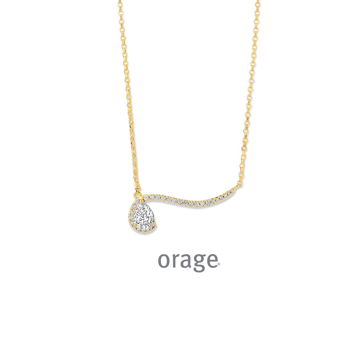 BC046 Ketting verguld geel pear-cut cz