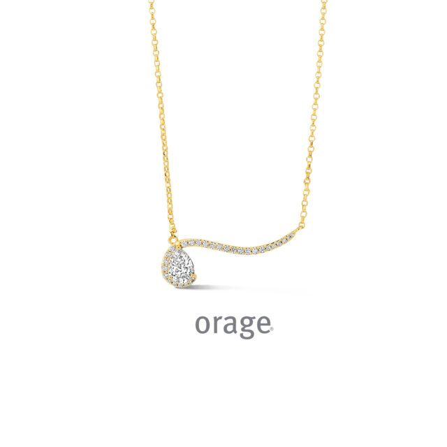 BC046 Ketting verguld geel pear-cut cz