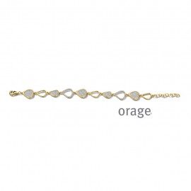 BC028 Armband organische schakels met pavé verguld geel cz