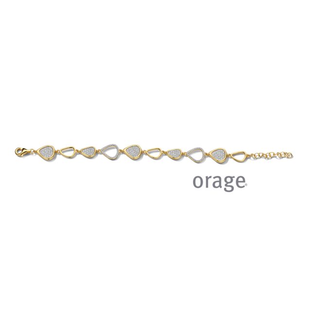 BC028 Armband organische schakels met pavé verguld geel cz