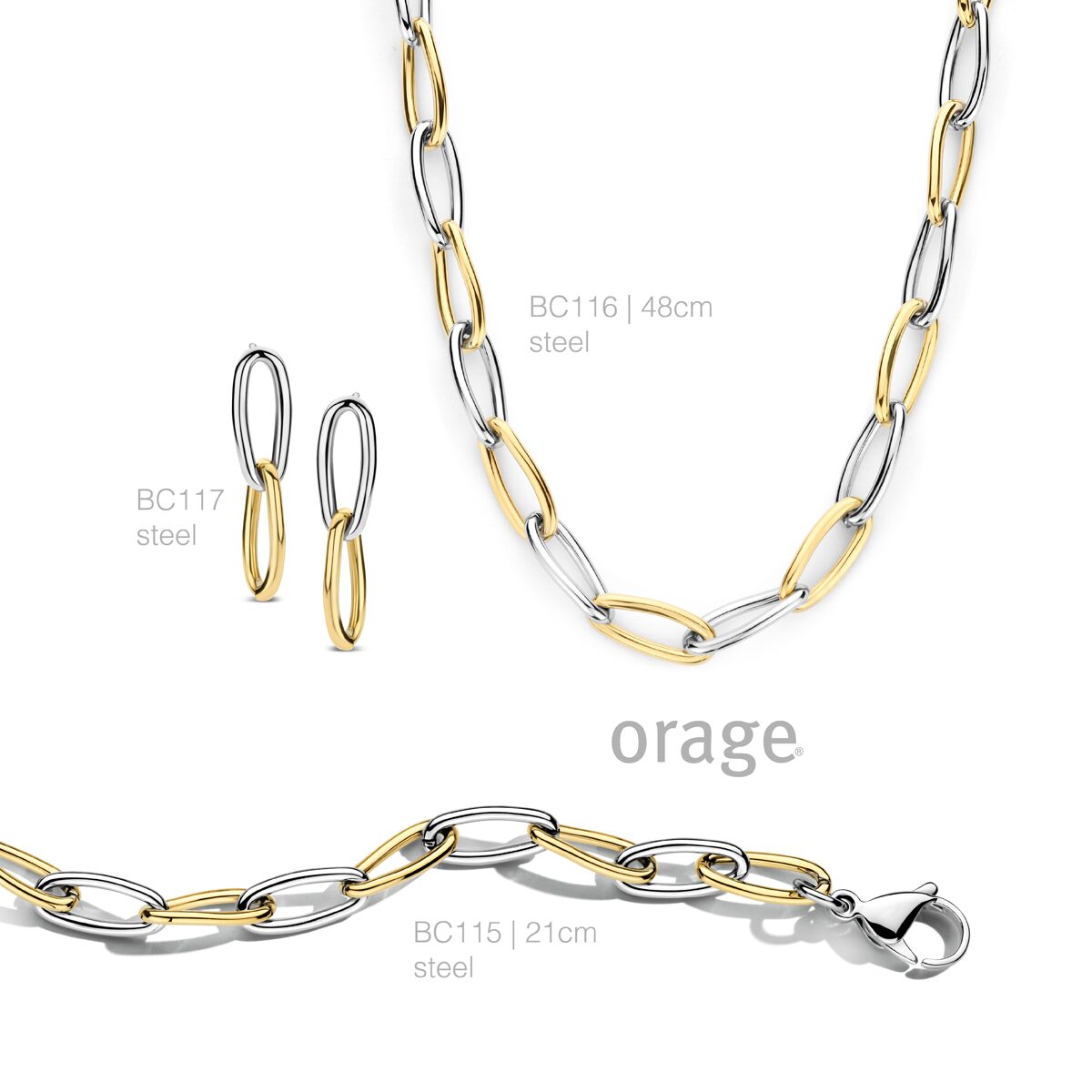 BC116 Schakelketting staal bicolor gee