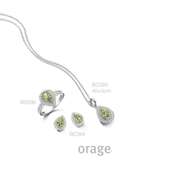 BC093 Ketting entourage 925 rh groene pear-cut cz