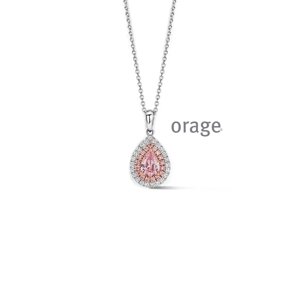 BC090 Ketting entourage 925 rh roze pear-cut cz
