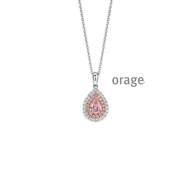 BC090 Ketting entourage 925 rh roze pear-cut cz