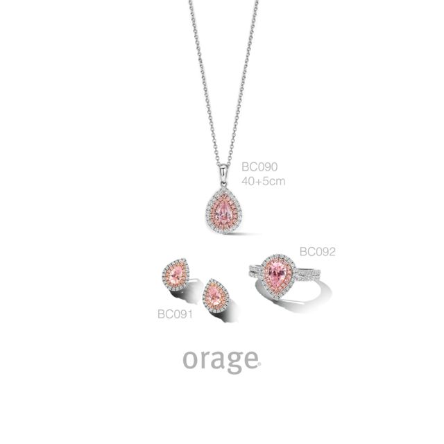 BC090 Ketting entourage 925 rh roze pear-cut cz
