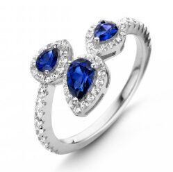 Naiomy ring zilver met zirconium en blauw kleurstenen