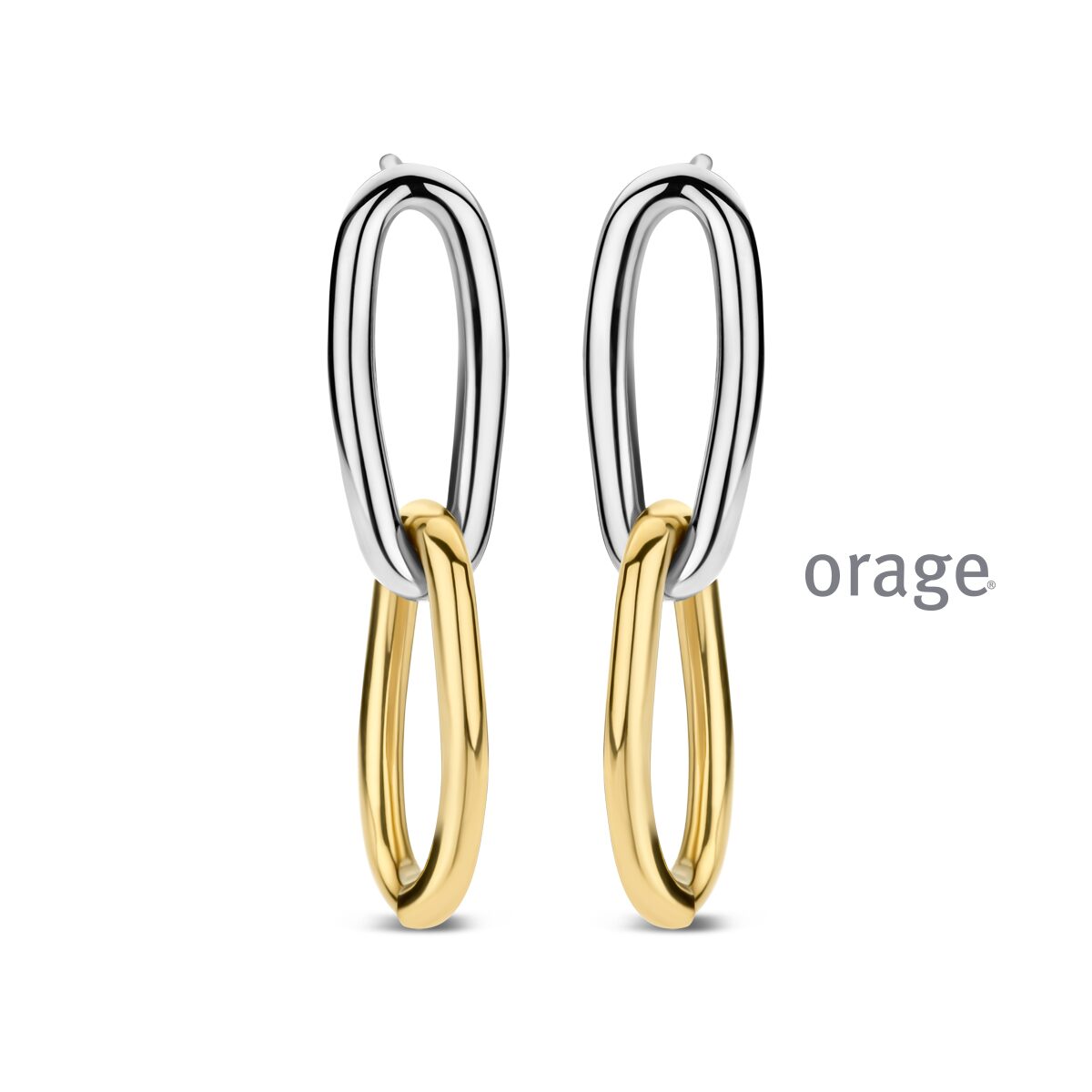BC117 Oorhangers staal bicolor geel