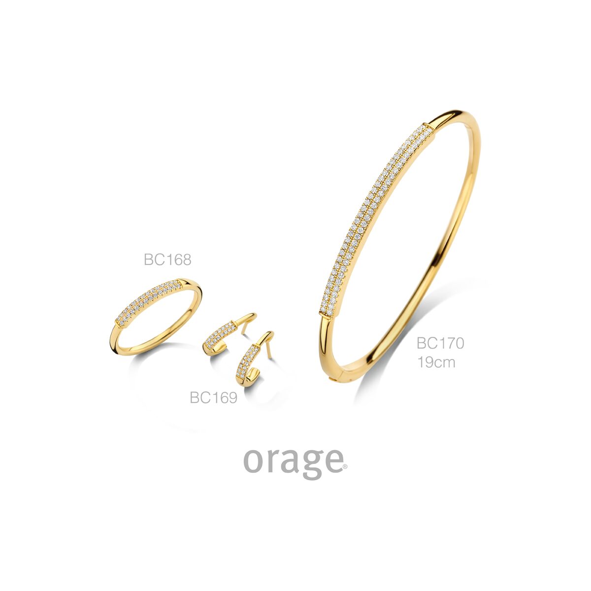 BC170 Armband bangle met pavé verguld geel cz