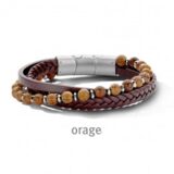 BC100 Armband heren leder bruin staal