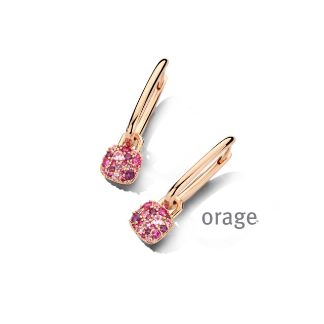 BC075 Oorhangers met gekleurde pavé verguld rosé cz