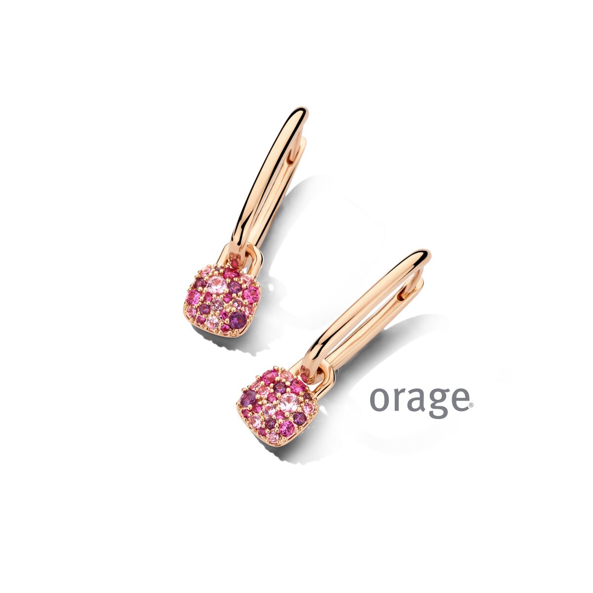 BC075 Oorhangers met gekleurde pavé verguld rosé cz