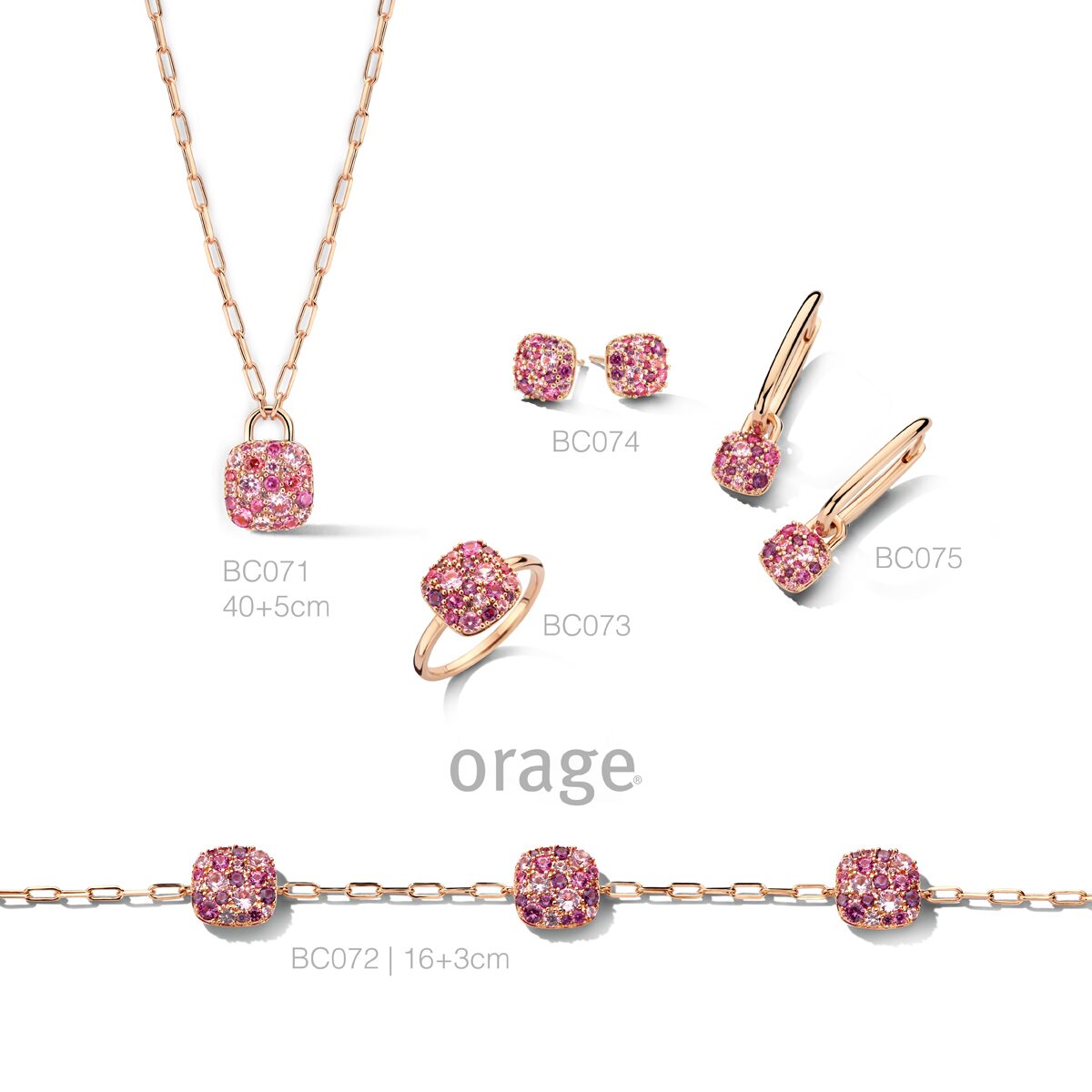 BC075 Oorhangers met gekleurde pavé verguld rosé cz