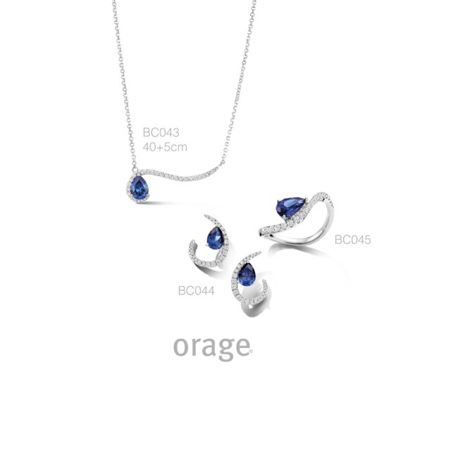 BC045 Ring 925 rh blauwe pear-cut cz