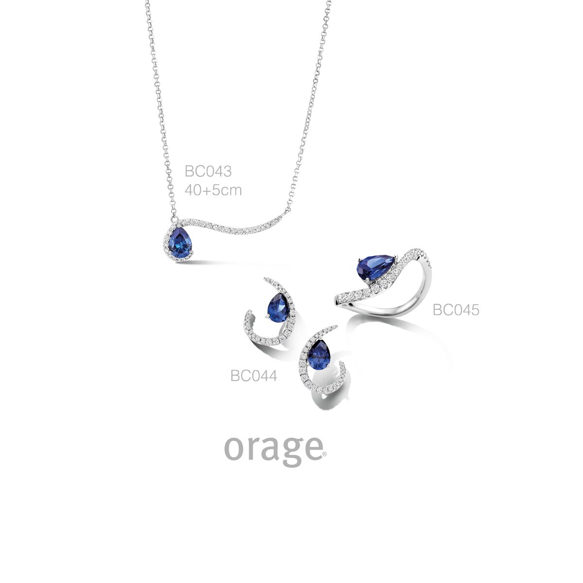 BC045 Ring 925 rh blauwe pear-cut cz
