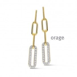 BC078 Oorhangers paperclip schakel verguld geel cz
