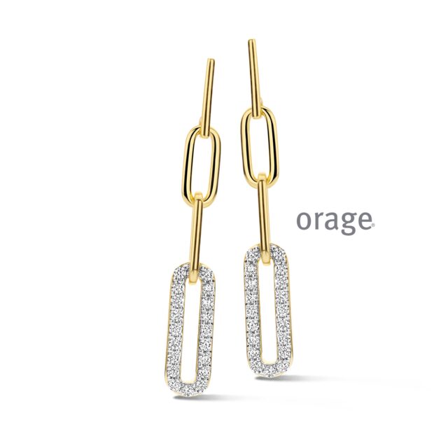 BC078 Oorhangers paperclip schakel verguld geel cz