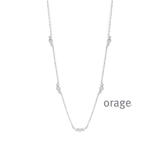 BC002 Ketting met trio diamanten 925 rh LGD 0.45ct