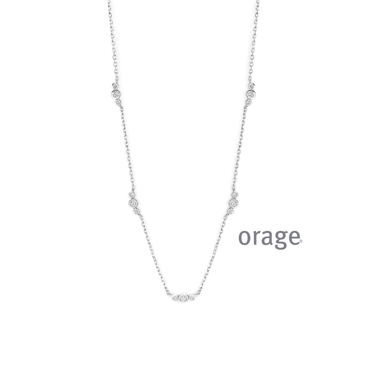 BC002 Ketting met trio diamanten 925 rh LGD 0.45ct