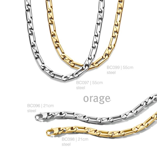 BC099 Ketting heren staal verguld geel
