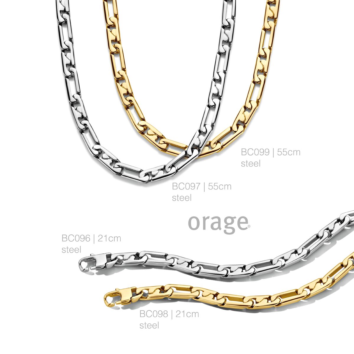 BC099 Ketting heren staal verguld geel