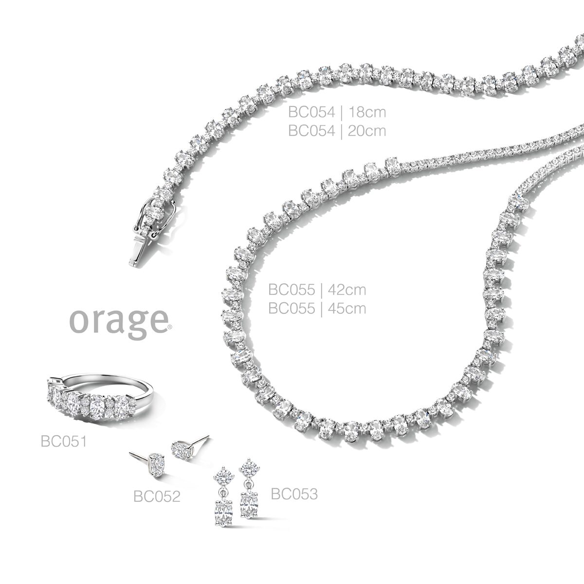 BC055/42 Ketting rivière 925 rh oval-cut cz