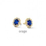 BC173 Oorringen entourage verguld geel, blauwe cz